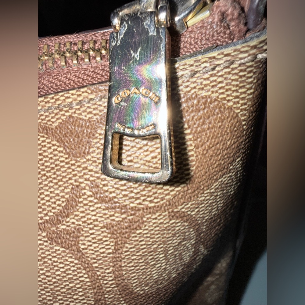 COACH Signature Canvas and Leather Shoulder Bag in Charcoal - Picture 5 of 7